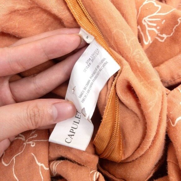 Capulet Isalina Linen Cropped Jumpsuit S Oleander Floral Puff Sleeve Wide Leg - Picture 13 of 14